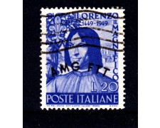 1949 - LOTTO/13073 - TRIESTE A - 20 LIRE LORENZO MAGNIFICO - USATO