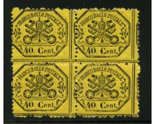STATO PONTIFICIO - 1868 - LOTTO/13141 - 40 c. GIALLO LIMONE  QUARTINA - NUOVI