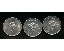 1948/50 - LOTTO/M13177 -  5 LIRE 1948/49/50  SERIE DI TRE MONETE  NUOVE