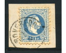 1867 - LOTTO/14157 - AUSTRIA - 10 Kr. AZZURRO CHIARO  USATO  SU FRAMMENTO