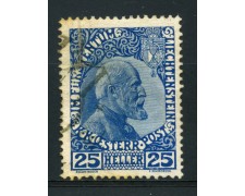 1912 - LOTTO/14426 - LIECHTENSTEIN- 25 h. PRINCIPE GIOVANNI - USATO