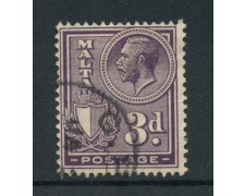 1926/27 - LOTTO/14470 - MALTA - 3p. VIOLETTO RE GIORGIO - USATO