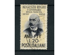 1950 - LOTTO/14690 - TRIESTE A - 20 Lire AUGUSTO RIGHI - USATO 1950 - LOTTO/14690 - TRIESTE A - 20 Lire AUGUSTO RIGHI - USATO
