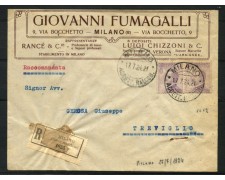 MILANO - 1924 - LOTTO/1572 - BUSTA RACCOMANDATA DA MILANO A TREVIGLIO MILANO - 1924 - LOTTO/1572 - BUSTA RACCOMANDATA DA MILANO A TREVIGLIO