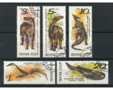 1990 - LOTTO/16055 - RUSSIA - ANIMALI PREISTORICI 5v. - USATI 1990 - LOTTO/16055 - RUSSIA - ANIMALI PREISTORICI 5v. - USATI