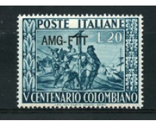 1951 - LOTTO/17970 - TRIESTE A - 20 Lire CRISTOFORO COLOMBO - NUOVO