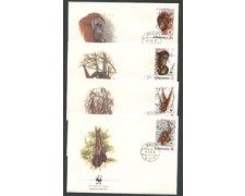 1989 - LOTTO/19238B - INDONESIA - SCIMIE ORANG-OUTANG 4 FDC . 1989 - LOTTO/19238B - INDONESIA - SCIMIE ORANG-OUTANG 4 FDC .