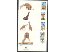 1989 - LOTTO/19243B - KENIA - GIRAFFA RETICOLATA 4 FDC 1989 - LOTTO/19243B - KENIA - GIRAFFA RETICOLATA 4 FDC
