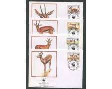 1993 - LOTTO/19265B - BURKINA FASO - GAZZELLA FRONTE ROSSA 4 FDC. 1993 - LOTTO/19265B - BURKINA FASO - GAZZELLA FRONTE ROSSA 4 FDC.