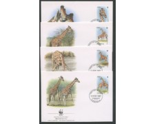 1997 - LOTTO/19276B - UGANDA - GIRAFFE 4 FDC. 1997 - LOTTO/19276B - UGANDA - GIRAFFE 4 FDC.