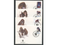 1991 - LOTTO/19301B - GUINEA EQUATORIALE - MANDRILLO 4 FDC. 1991 - LOTTO/19301B - GUINEA EQUATORIALE - MANDRILLO 4 FDC.