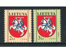1994 - LITUANIA - LOTTO/20234 - POSTA ORDINARIA STEMMA 2v. - NUOVI 1994 - LITUANIA - LOTTO/20234 - POSTA ORDINARIA STEMMA 2v. - NUOVI