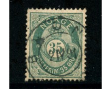 1877 - LOTTO/20526 - NORVEGIA - 35 ore VERDE AZZURRO - USATO 1877 - LOTTO/20526 - NORVEGIA - 35 ore VERDE AZZURRO - USATO