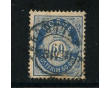 1877 - LOTTO/20528 - NORVEGIA - 60 ore AZZURRO BLU - USATO 1877 - LOTTO/20528 - NORVEGIA - 60 ore AZZURRO BLU - USATO