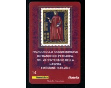 2004 - LOTTO/20921 - REPUBBLICA - 45c. FRANCESCO PETRARCA - TESSERA FILAT.