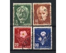 1945 - LOTTO/22278 - SVIZZERA - PRO JUVENTUTE 4v. - USATI 1945 - LOTTO/22278 - SVIZZERA - PRO JUVENTUTE 4v. - USATI