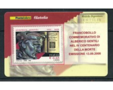 2008 - LOTTO/22699 - REPUBBLICA - ALBERICO GENTILI - TESSERA FILATELICA