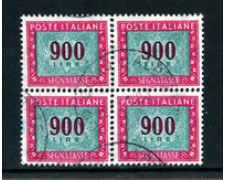 1984 - LOTTO/23186 - REPUBBLICA - 900 Lire SEGNATASSE QUARTINA USATA 1984 - LOTTO/23186 - REPUBBLICA - 900 Lire SEGNATASSE QUARTINA USATA