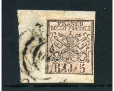 STATO PONTIFICIO - 1852 - LOTTO/23432 - 5 BAJ ROSA - USATO