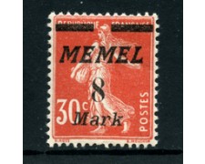 GERMANIA - MEMEL - 1922 - LOTTO/24351 - 8m. su 30c. ROSSO - LING. GERMANIA - MEMEL - 1922 - LOTTO/24351 - 8m. su 30c. ROSSO - LING.