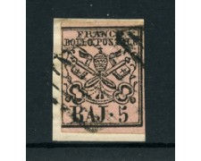 STATO PONTIFICIO - 1852 - LOTTO/24605 - 5 BAJ ROSA CHIARO - USATO SU FRAMMENTO