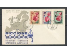 1963 - BULGARIA - FIERA FILATELICA EUROPEA RICCIONE 3v. - BUSTA FDC - LOTTO/25139 1963 - BULGARIA - FIERA FILATELICA EUROPEA RICCIONE 3v. - BUSTA FDC - LOTTO/25139