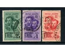 1944 - REPUBBLICA SOCIALE - FRATELLI BANDIERA 3v. - USATI - LOTTO/25250A 1944 - REPUBBLICA SOCIALE - FRATELLI BANDIERA 3v. - USATI - LOTTO/25250A
