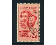 1944 - REPUBBLICA SOCIALE - 2,50 LIRE FRATELLI BANDIERA - USATO - LOTTO/25250B 1944 - REPUBBLICA SOCIALE - 2,50 LIRE FRATELLI BANDIERA - USATO - LOTTO/25250B