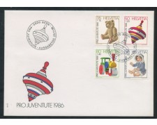 1986 - SVIZZERA - PRO JUVENTUTE 4v. - BUSTA FDC - LOTTO/25373