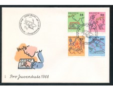 1988 - SVIZZERA - PRO JUVENTUTE 4v. - BUSTA FDC - LOTTO/25383