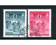 1955 - GERMANIA ORIENTALE DDR - CORSA CICLISTICA 2v. - USATI - LOTTO/25414 1955 - GERMANIA ORIENTALE DDR - CORSA CICLISTICA 2v. - USATI - LOTTO/25414