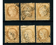 1871/75 - FRANCIA - 15 cent. BISTRO CERERE 6 ESEMPLARI - USATI - LOTTO/26117