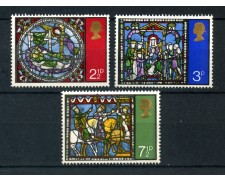 1971 - GRAN BRETAGNA - NATALE VETRATE 3v. - NUOVI - LOTTO/26327