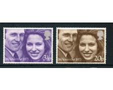 1973 - GRAN BRETAGNA - NOZZE PRINCIPESSA ANNA 2v. - NUOVI - LOTTO/26339