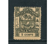 1889/92 - NORD BORNEO - 5 CENT. GRIGIO - LINGUELLATO - LOTTO/26972 1889/92 - NORD BORNEO - 5 CENT. GRIGIO - LINGUELLATO - LOTTO/26972