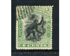 1897/900 - NORD BORNEO - 4 CENT. VERDE NERO - USATO - LOTTO/26986 1897/900 - NORD BORNEO - 4 CENT. VERDE NERO - USATO - LOTTO/26986