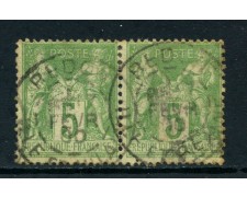 1898 - FRANCIA - 5 c. VERDE GIALLO -  COPPIA USATO - LOTTO/27079A