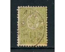 1889/96 - BULGARIA - 5 s. VERDE GIALLO STEMMA - USATO - LOTTO/27111 1889/96 - BULGARIA - 5 s. VERDE GIALLO STEMMA - USATO - LOTTO/27111