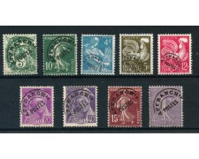 1922/1959 - FRANCIA - 9 FRANCOBOLLI PREANNULLATI - USATI - LOTTO/28454
