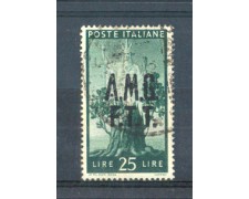 1947 - LOTTO/10185U - TRIESTE  A - 25 LIRE DEMOCRATICA  USATO