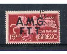 1947/48 - LOTTO/10188AU - TRIESTE A - 15 LIRE ESPRESSO USATO 1947/48 - LOTTO/10188AU - TRIESTE A - 15 LIRE ESPRESSO USATO