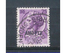 1953 - LOTTO/10347U - TRIESTE A - 25 LIRE ITALIA TURRITA USATO 1953 - LOTTO/10347U - TRIESTE A - 25 LIRE ITALIA TURRITA USATO