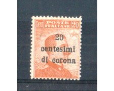 1919 - LOTTO/TT5N - TRENTO e TRIESTE - 20 CENT. SU 20 CENT. ARANCIO NUOVO 1919 - LOTTO/TT5N - TRENTO e TRIESTE - 20 CENT. SU 20 CENT. ARANCIO NUOVO