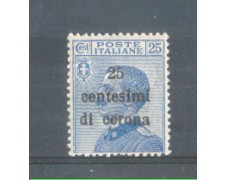 1919 - LOTTO/TT6L - TRENTO e TRIESTE 25 CENT. SU 25 CENT. AZZURRO LING. 1919 - LOTTO/TT6L - TRENTO e TRIESTE 25 CENT. SU 25 CENT. AZZURRO LING.