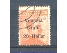1919 - LOTTO/VNG31U - VENEZIA GIULIA - 20h. SU 20c. ARANCIO USATO