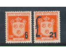 1947 - LOTTO/RSM311CPL - SAN MARINO - SOPRASTAMPATI 2v. LING.