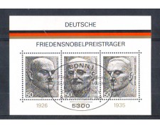 1975 - LOTTO/GFBF10UF - GERMANIA - PREMI NOBEL FOGLIETTO - USATO FDC 1975 - LOTTO/GFBF10UF - GERMANIA - PREMI NOBEL FOGLIETTO - USATO FDC