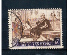 1952 - LOTTO/RSM381U - SAN MARINO - 60 LIRE NASCITA DI COLOMBO USATO