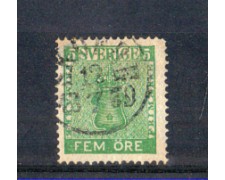 1858 - LOTTO/SVE6U - SVEZIA - 5 ORE VERDE GIALLO - USATO 1858 - LOTTO/SVE6U - SVEZIA - 5 ORE VERDE GIALLO - USATO