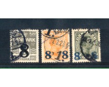 1921/22 - LOTTO/DAN129CPU - DANIMARCA - SOPRASTAMPATI 3v. - USATI 1921/22 - LOTTO/DAN129CPU - DANIMARCA - SOPRASTAMPATI 3v. - USATI